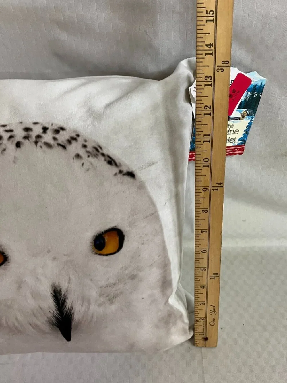 The Alpine Chalet Snowy Owl Throw Pillow 15x14in White Winter Lodge Decor
